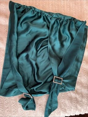 ASOS Emerald Green Satin Tie-Waist Mini Skirt